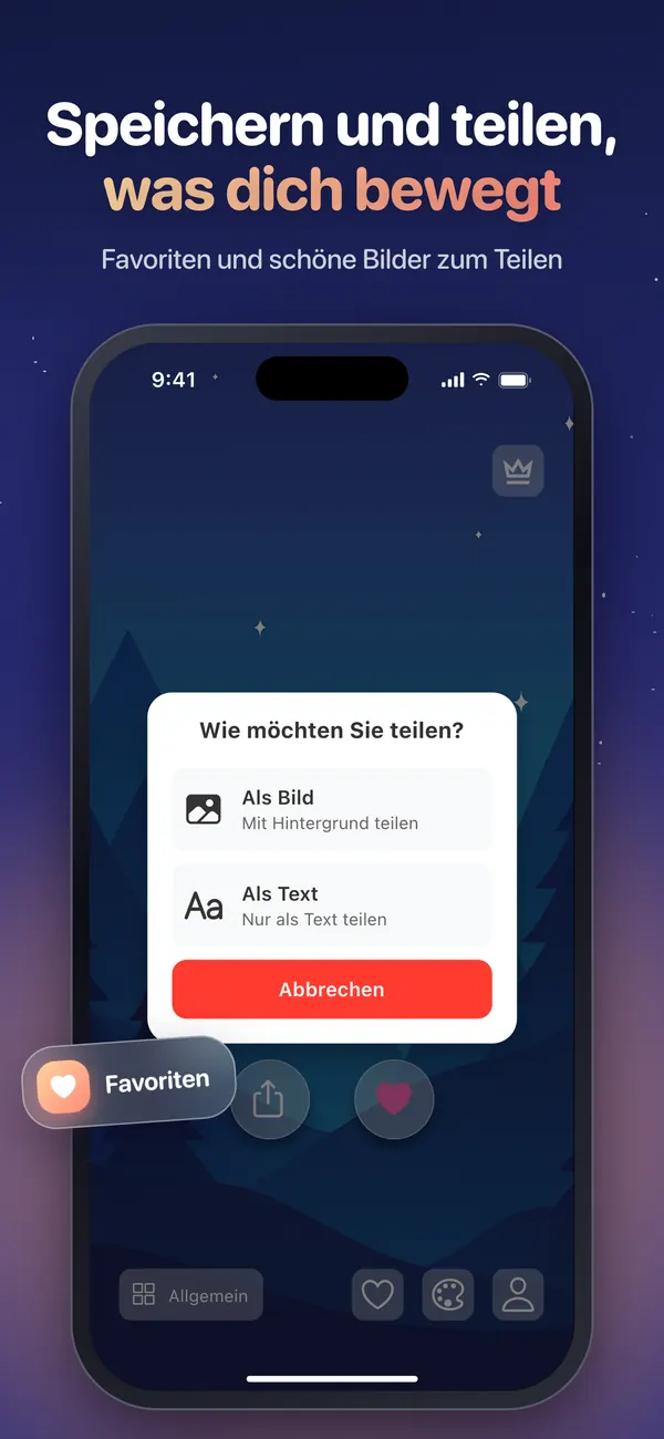 Eine Affirmation aus Shine als Bild oder als Text teilen
