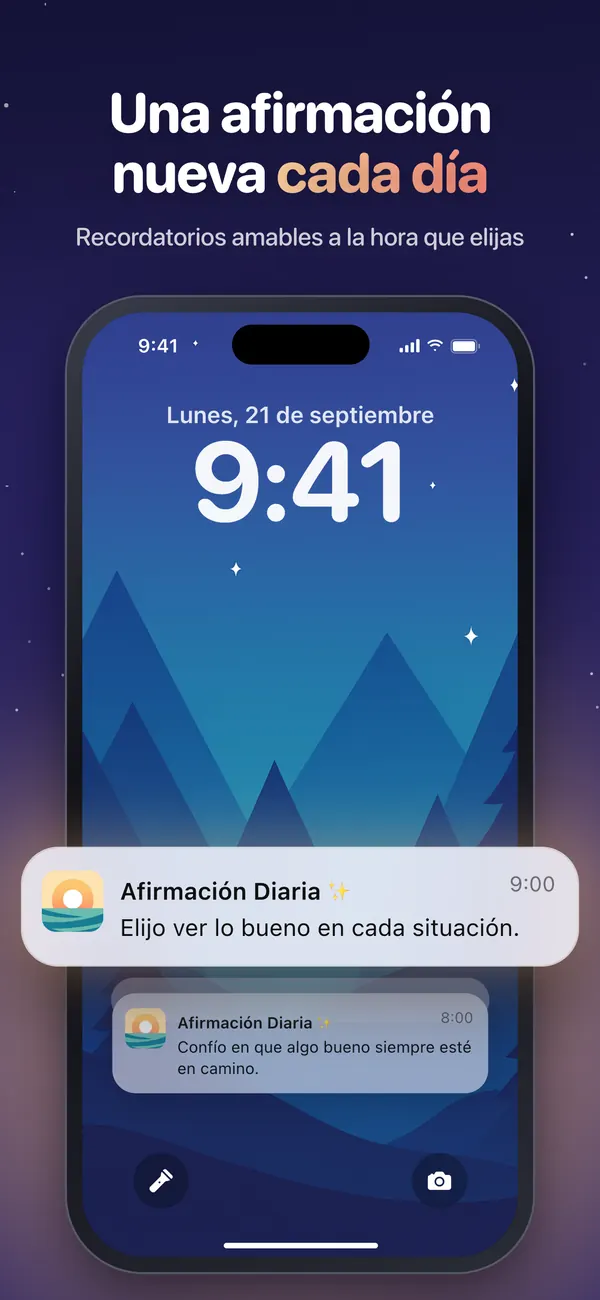 Recordatorio con una afirmación diaria en la pantalla bloqueada del iPhone