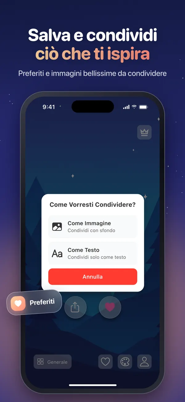 Condivisione di un’affermazione da Shine come immagine o come testo