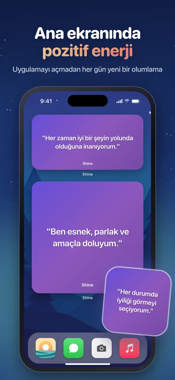 iPhone Ana Ekran’ında Shine olumlama widget’ları