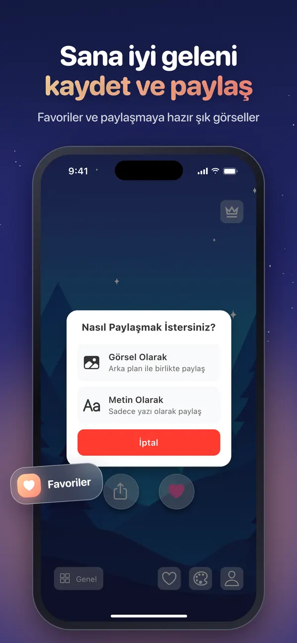 Shine’dan bir olumlamayı görsel ya da metin olarak paylaşma